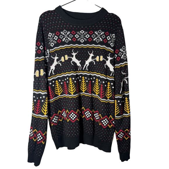 Tipsy Elves Calibrew Oversized Christmas Sweater Black Large Holiday Winter - Picture 4 of 7